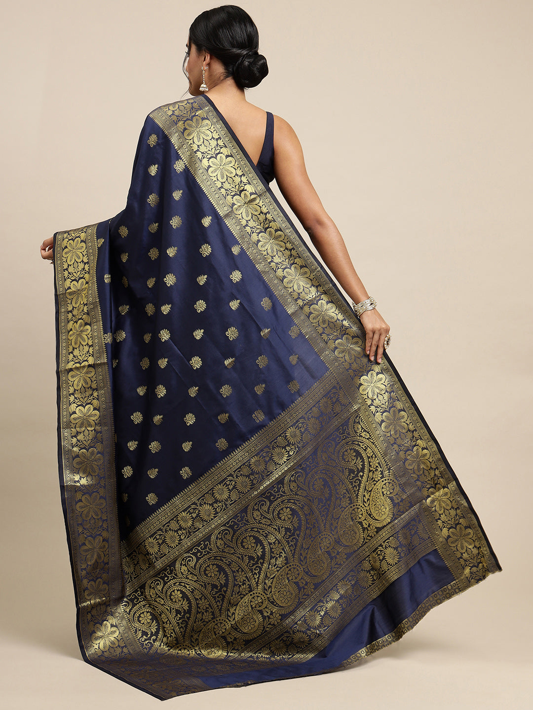 Blue Zari Combination Pure Soft Silk Saree Stylish Blouse Piece