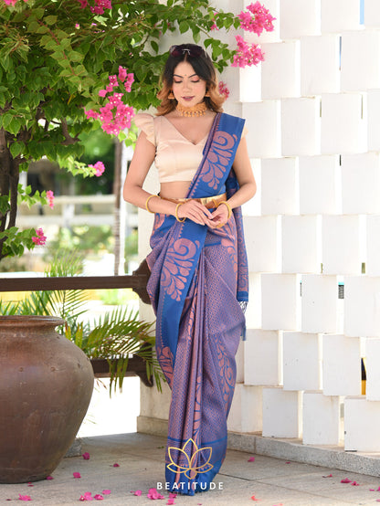 Royal Blue Banarasi Pure Soft Semi Silk Saree With Unstiched Attractive Blouse Piece