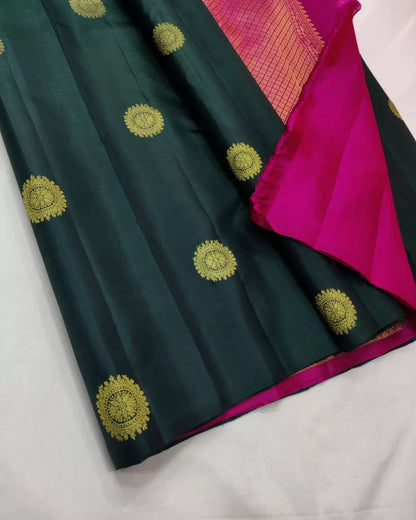 Green Pink Banarasi Pure Soft Semi Silk Saree With Unstiched Attractive Blouse Piece