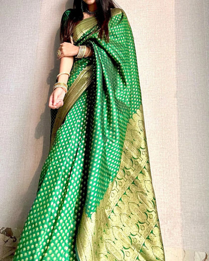 Green Combination Pure Soft Semi Silk Saree With Attractive Blouse Piece