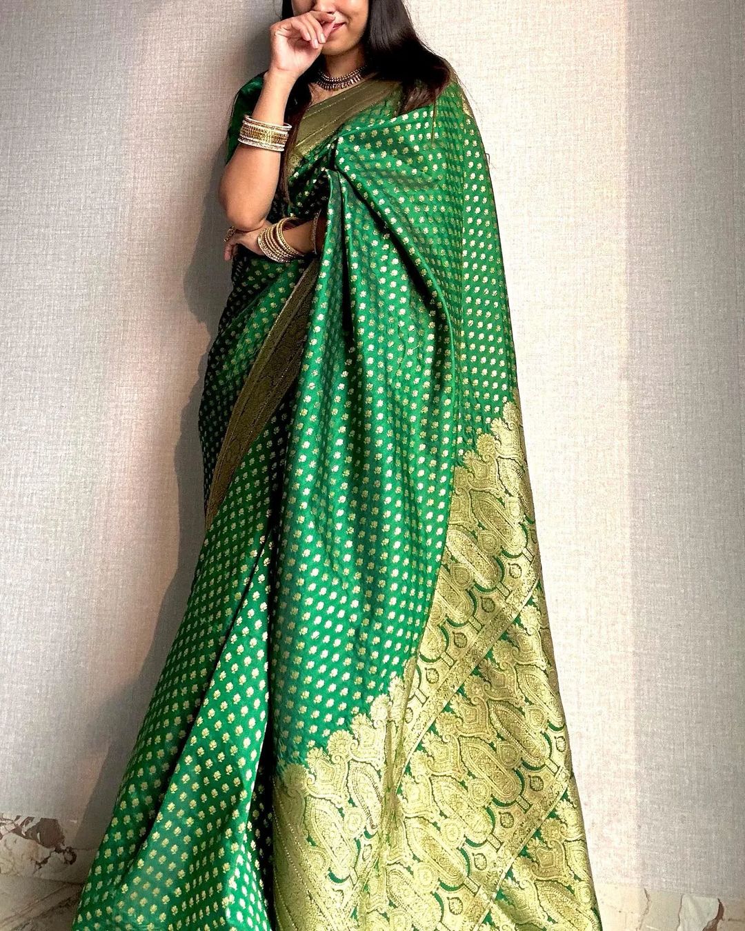 Green Combination Pure Soft Semi Silk Saree With Attractive Blouse Piece