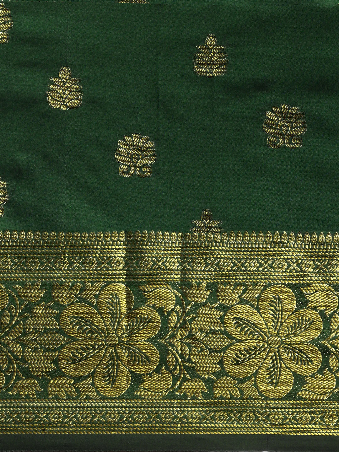 Green Zari Combination Pure Soft Silk Saree Stylish Blouse Piece