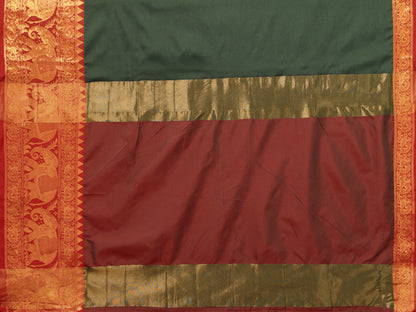 B.Green-Red Pure Soft Banarasi Silk Saree With Engrossing Blouse Piece