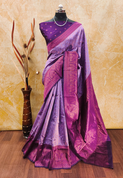 Lavender Pure Soft Silk Saree With Engrossing Blouse Piece