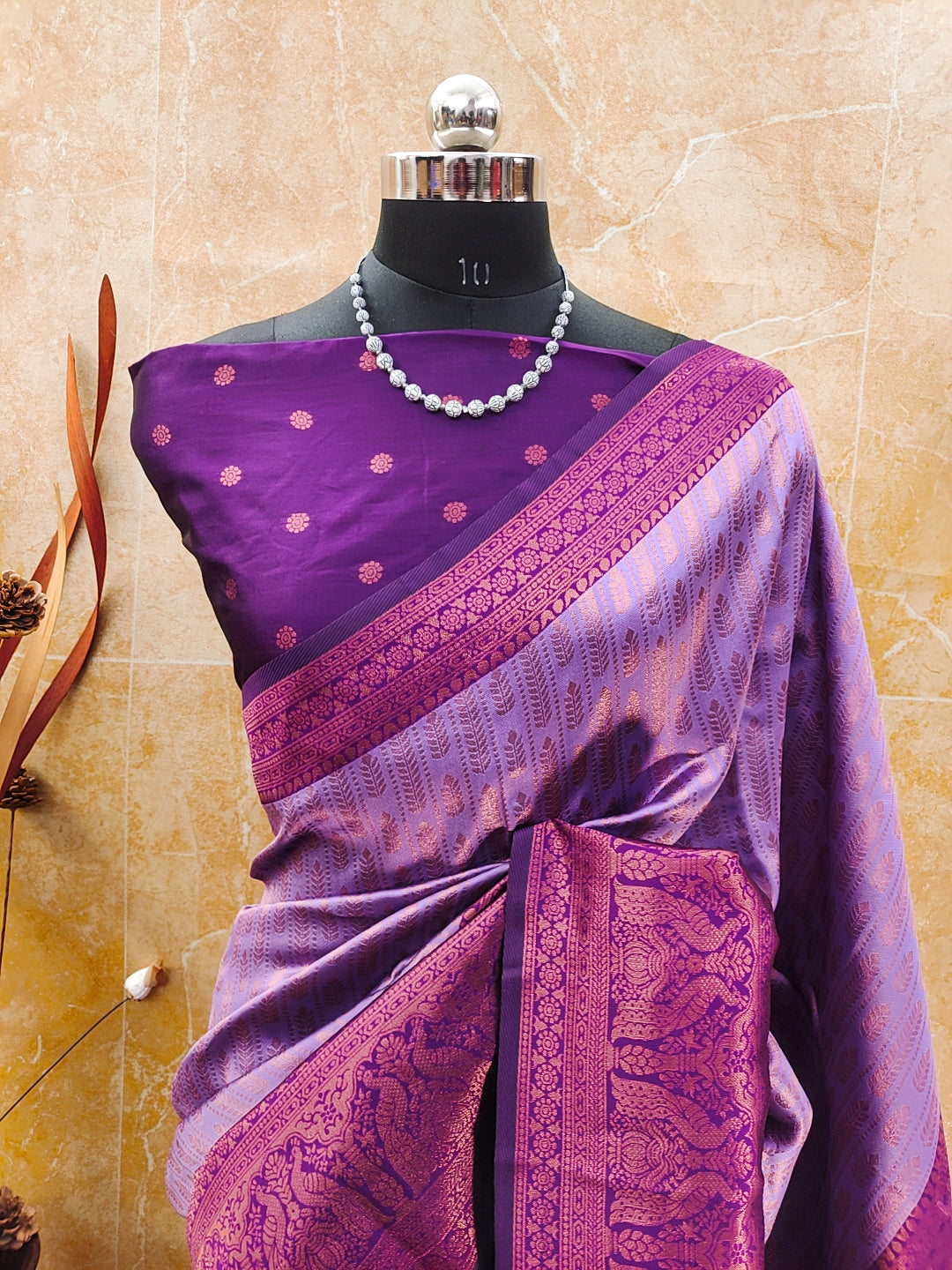 Lavender Pure Soft Silk Saree With Engrossing Blouse Piece