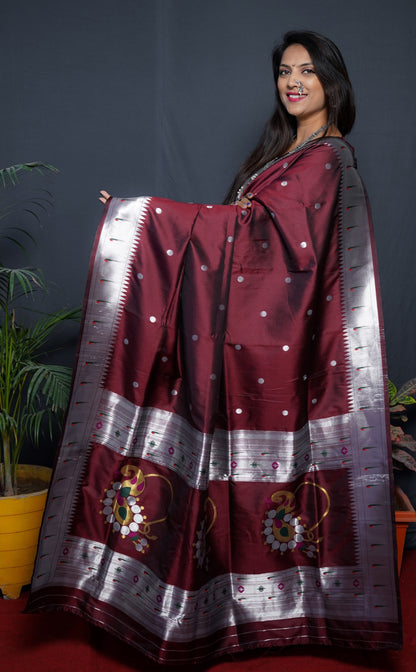 Maroon Kanjivaram Pure Soft Semi Silk Saree With Unstiched Attractive Blouse Piece