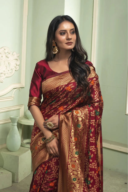 Maroon Pure Soft Semi Silk Saree With Attractive Blouse Piece