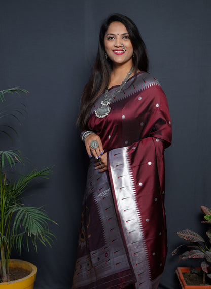 Maroon Kanjivaram Pure Soft Semi Silk Saree With Unstiched Attractive Blouse Piece