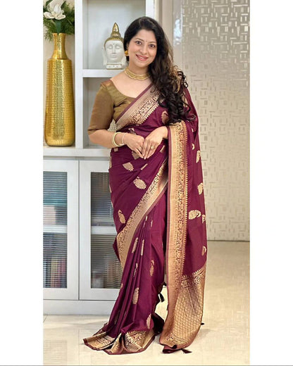 Maroon Pure Soft Semi Silk Saree With Attractive Blouse Piece