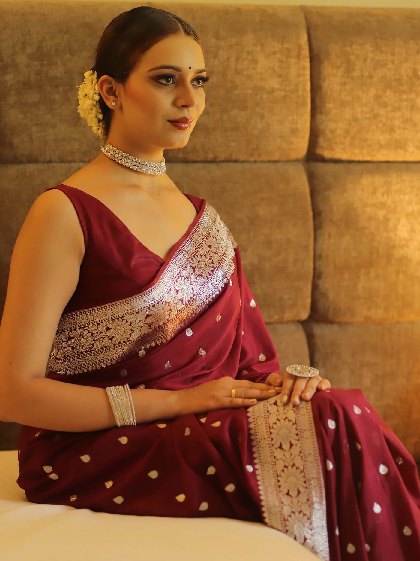 Maroon Kanjivaram Pure Soft Semi Silk Saree With Unstiched Attractive Blouse Piece