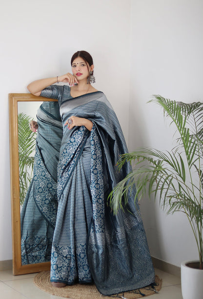 Morpinch Kanjivaram Pure Soft Semi Silk Saree With Unstiched Attractive Blouse Piece