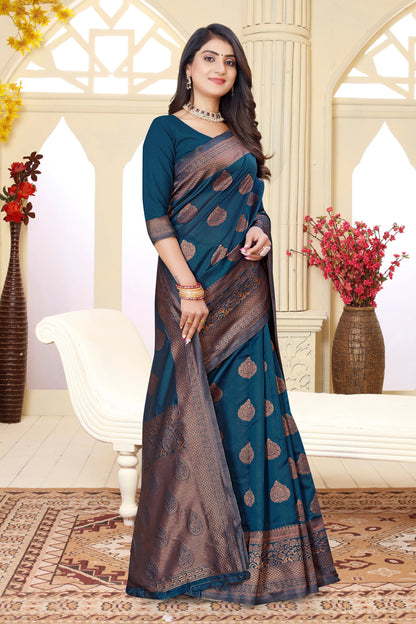 Morpinch Pure Soft Silk Saree With Engrossing Blouse Piece