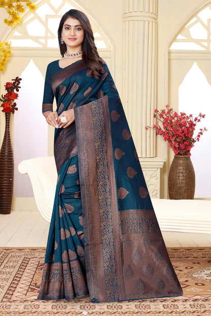 Morpinch Pure Soft Silk Saree With Engrossing Blouse Piece