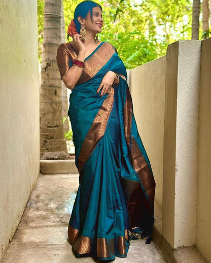 Morpinch  Kanjivaram Pure Soft Semi Silk Saree With Unstiched Attractive Blouse Piece