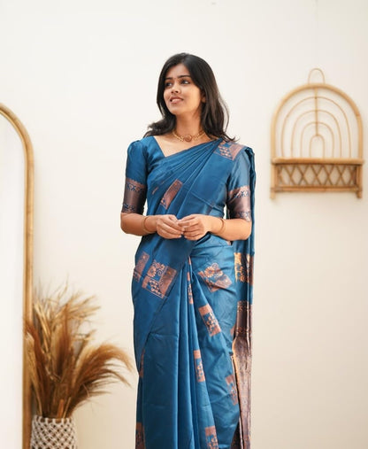 Morpich Kanjivaram Pure Soft Semi Silk Saree With Unstiched Attractive Blouse Piece