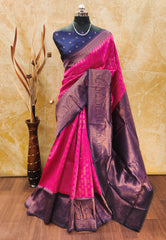 Pink Pure Soft Silk Saree With Engrossing Blouse Piece