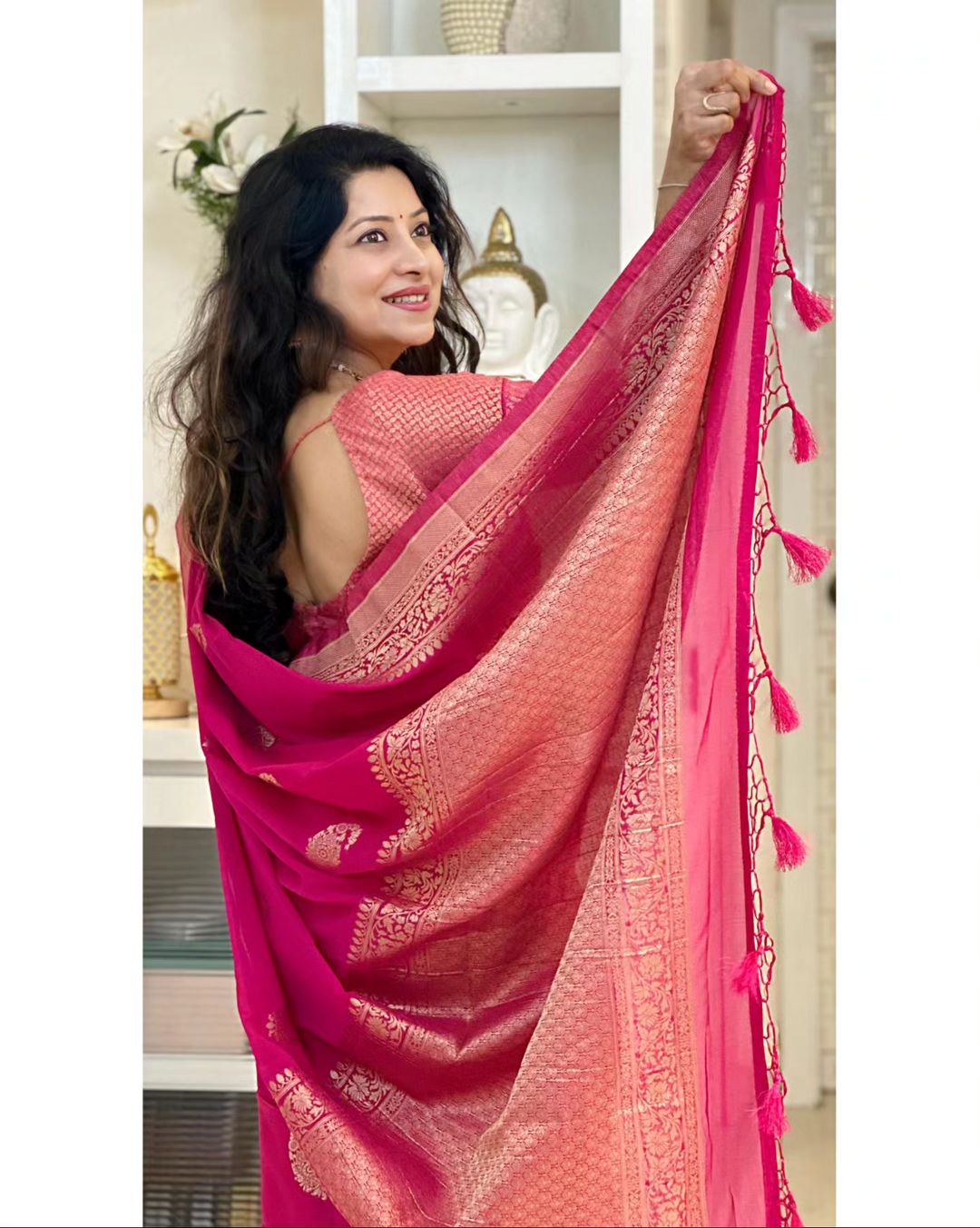 Pink Pure Soft Semi Silk Saree With Attractive Blouse Piece