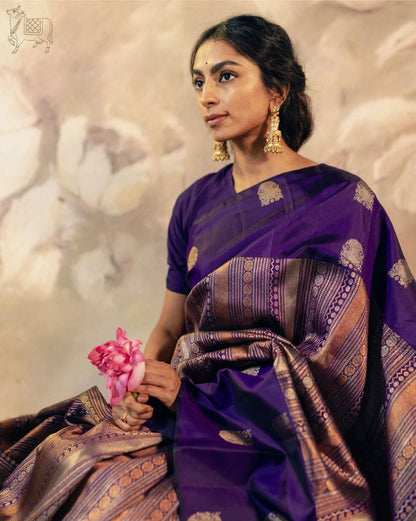 Purple Pure Soft Silk Saree With Engrossing Blouse Piece