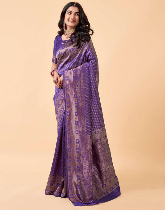 Purple Pure Soft Silk Saree With Engrossing Blouse Piece