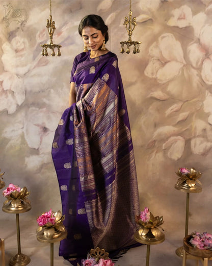 Purple Pure Soft Silk Saree With Engrossing Blouse Piece