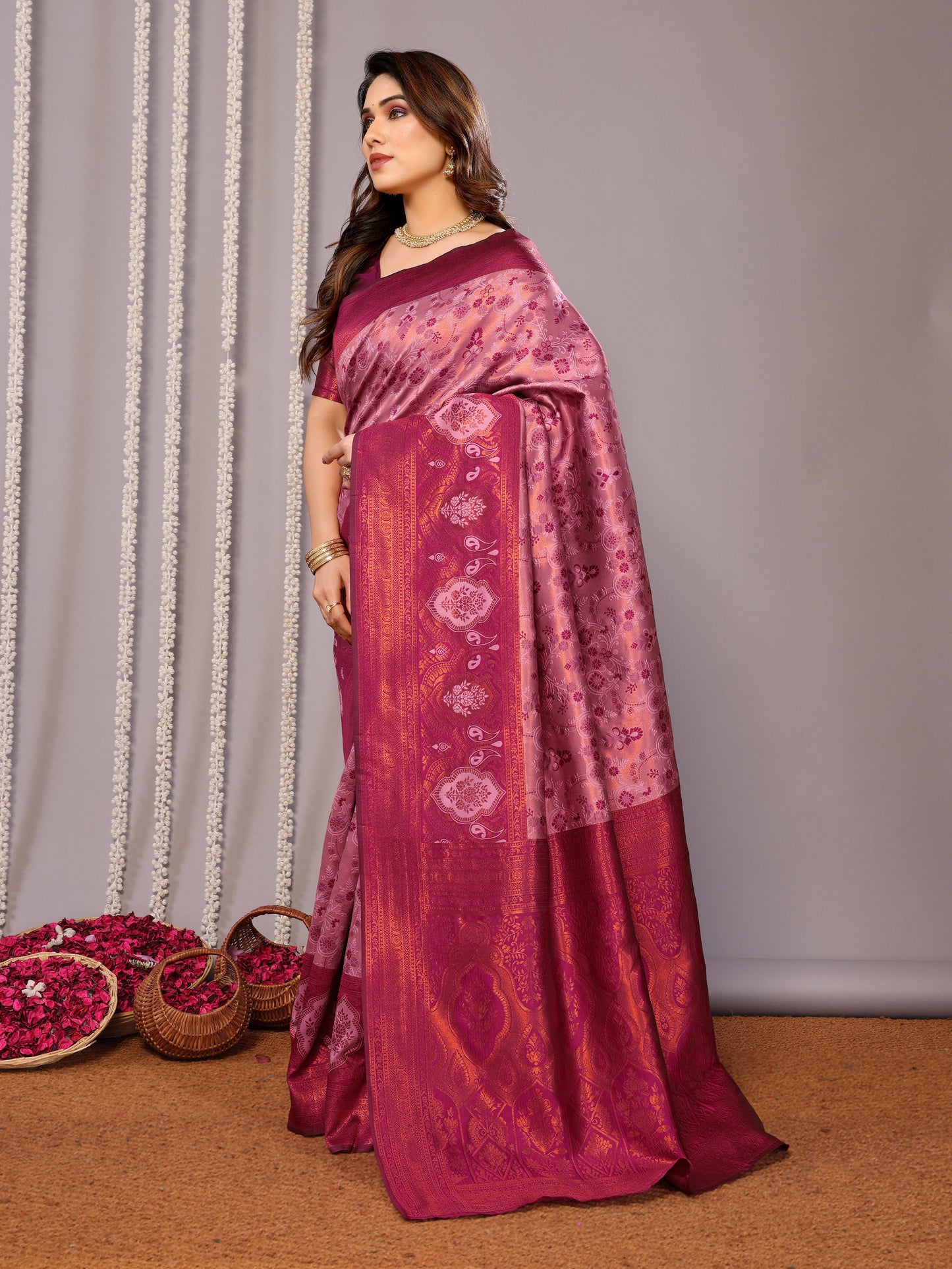 Rani Pink Pure Soft Silk Saree With Engrossing Blouse Piece