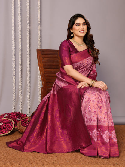 Rani Pink Pure Soft Silk Saree With Engrossing Blouse Piece