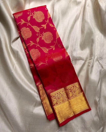 Red Pure Soft Semi Silk Saree With Attractive Blouse Piece