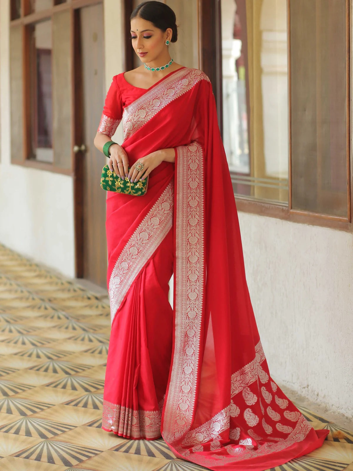 Red Pure Soft Semi Silk Saree With Attractive Blouse Piece