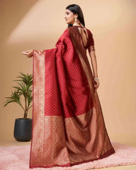 Red Pure Soft Silk Saree With Engrossing Blouse Piece