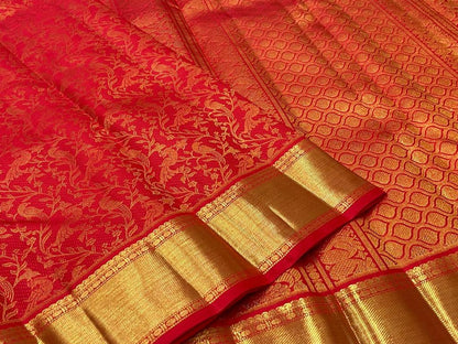 Red Kanjivaram Pure Soft Semi Silk Saree With Unstiched Attractive Blouse Piece