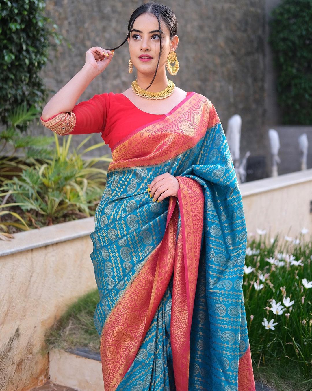 Sky Pink Combination Pure Soft Semi Silk Saree With Attractive Blouse Piece