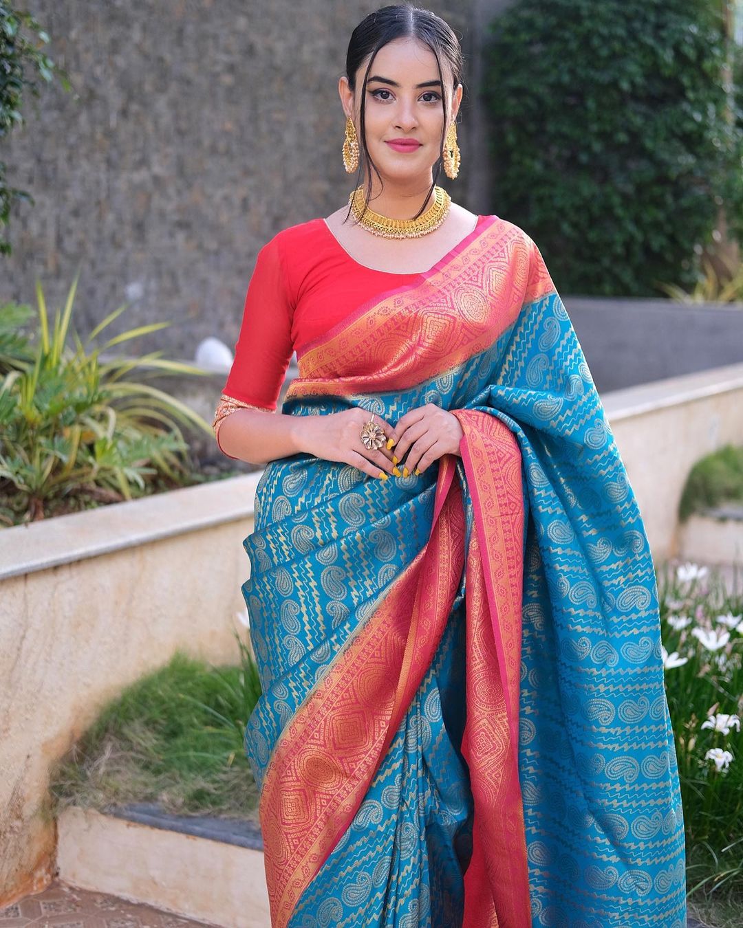 Sky Pink Combination Pure Soft Semi Silk Saree With Attractive Blouse Piece