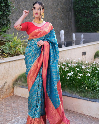 Sky Pink Combination Pure Soft Semi Silk Saree With Attractive Blouse Piece