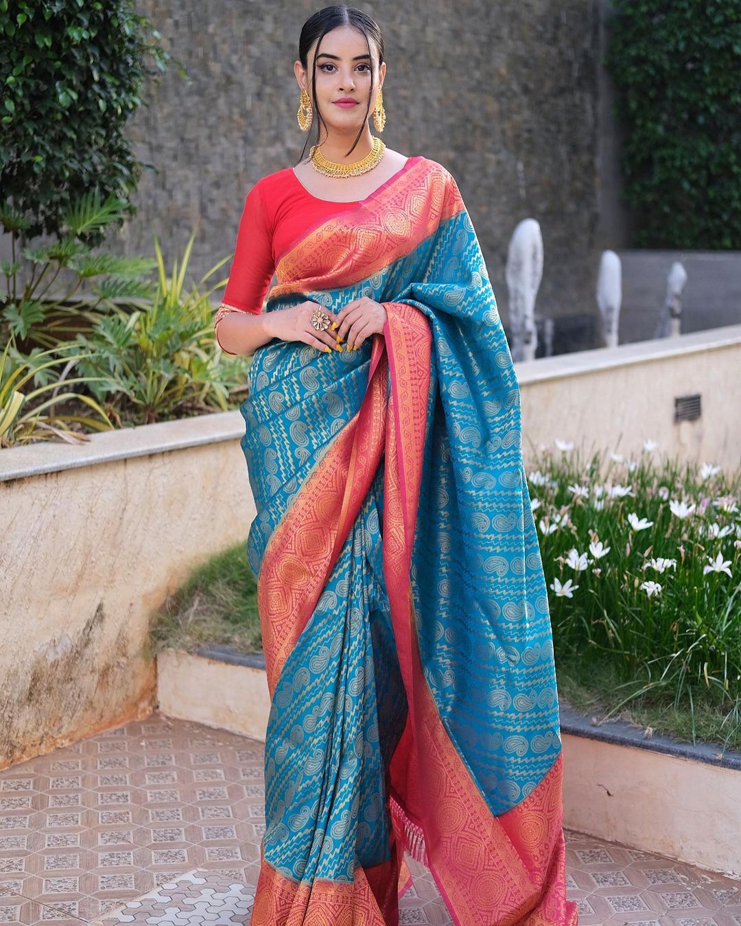 Sky Pink Combination Pure Soft Semi Silk Saree With Attractive Blouse Piece