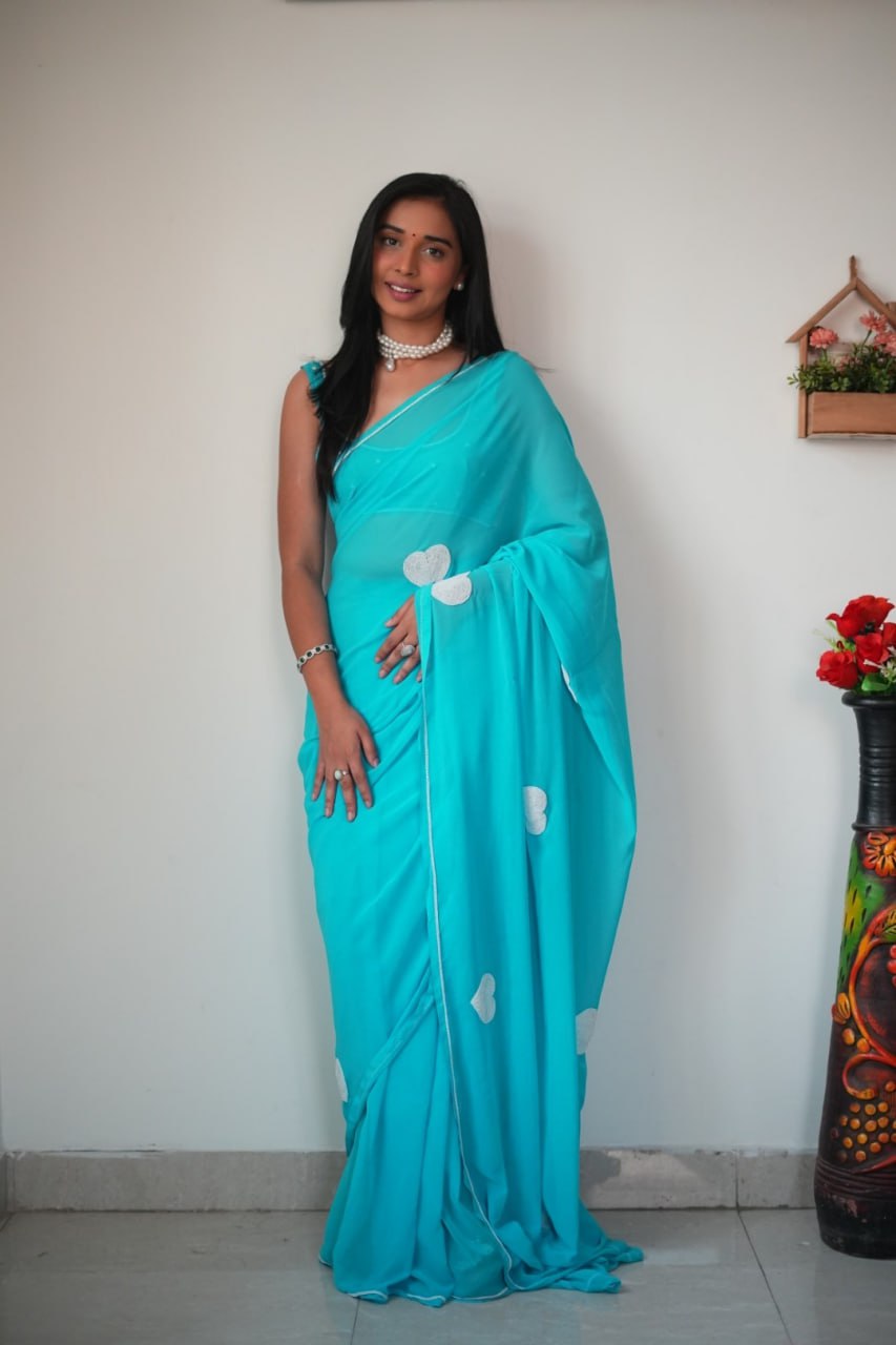 Sky Ready to Wear Georgette Saree With Unstitched Blouse Piece