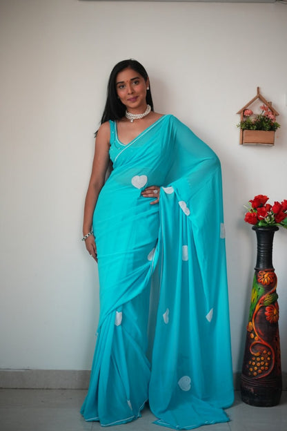 Sky Ready to Wear Georgette Saree With Unstitched Blouse Piece