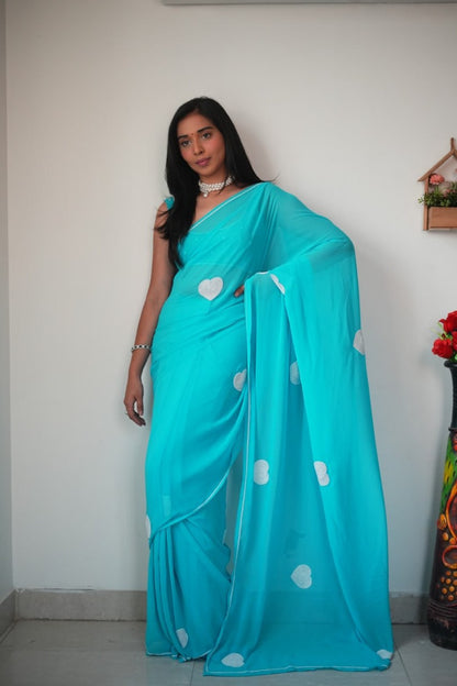 Sky Ready to Wear Georgette Saree With Unstitched Blouse Piece