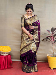 Wine Pure Soft Silk Saree With Engrossing Blouse Piece