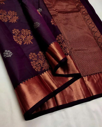 Wine Pure Soft Silk Saree With Engrossing Blouse Piece