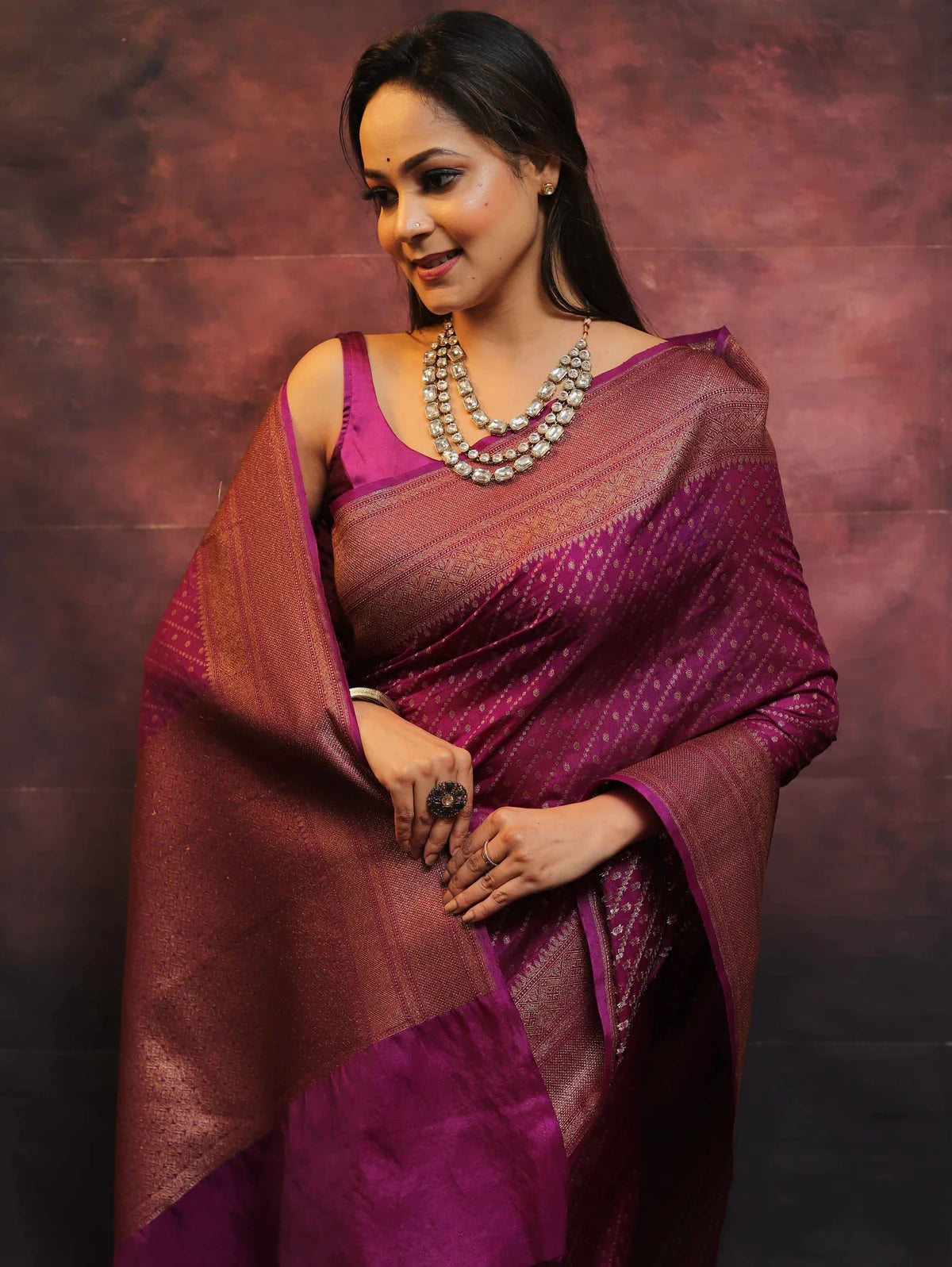 Wine Combination Pure Soft Semi Silk Saree With Attractive Blouse Piece