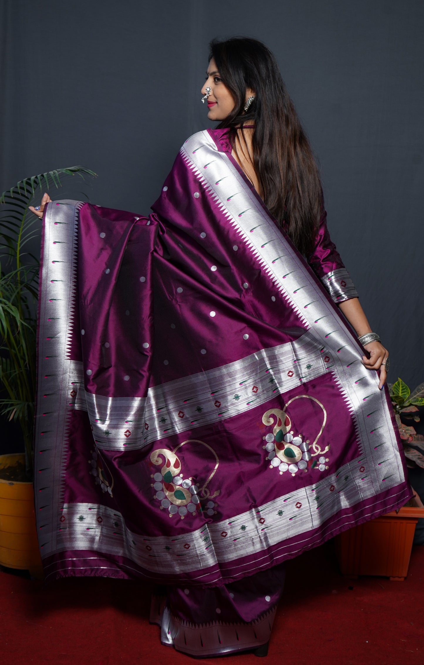 Wine Kanjivaram Pure Soft Semi Silk Saree With Unstiched Attractive Blouse Piece