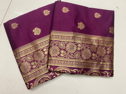 Wine Pure Soft Silk Saree With Engrossing Blouse Piece