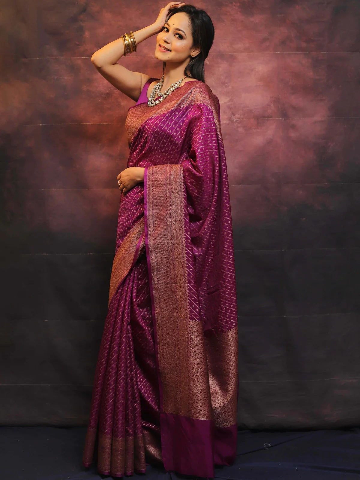 Wine Combination Pure Soft Semi Silk Saree With Attractive Blouse Piece