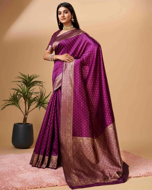 Wine Pure Soft Silk Saree With Engrossing Blouse Piece