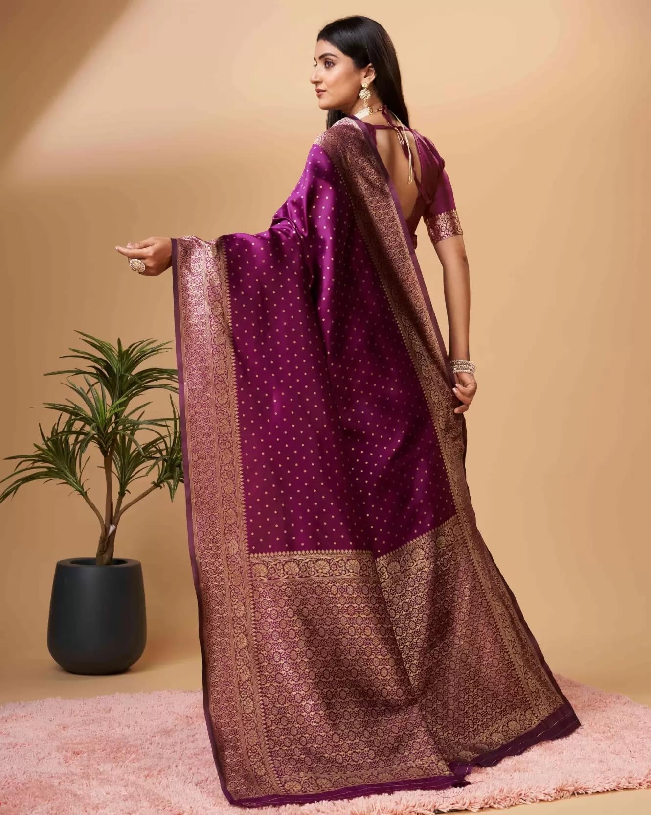 Wine Pure Soft Silk Saree With Engrossing Blouse Piece