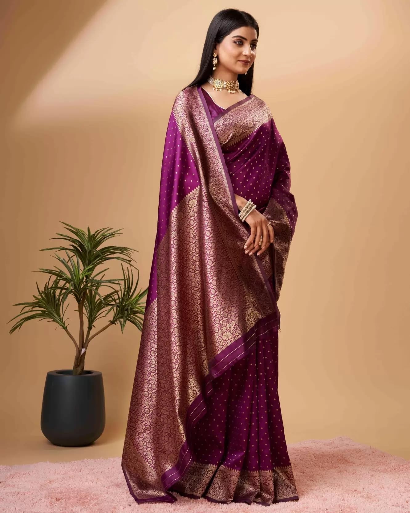 Wine Pure Soft Silk Saree With Engrossing Blouse Piece