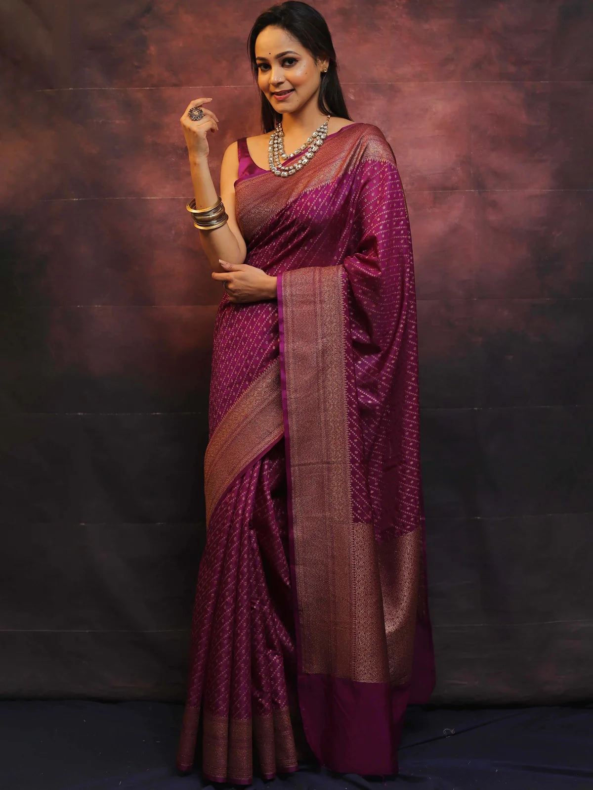 Wine Combination Pure Soft Semi Silk Saree With Attractive Blouse Piece