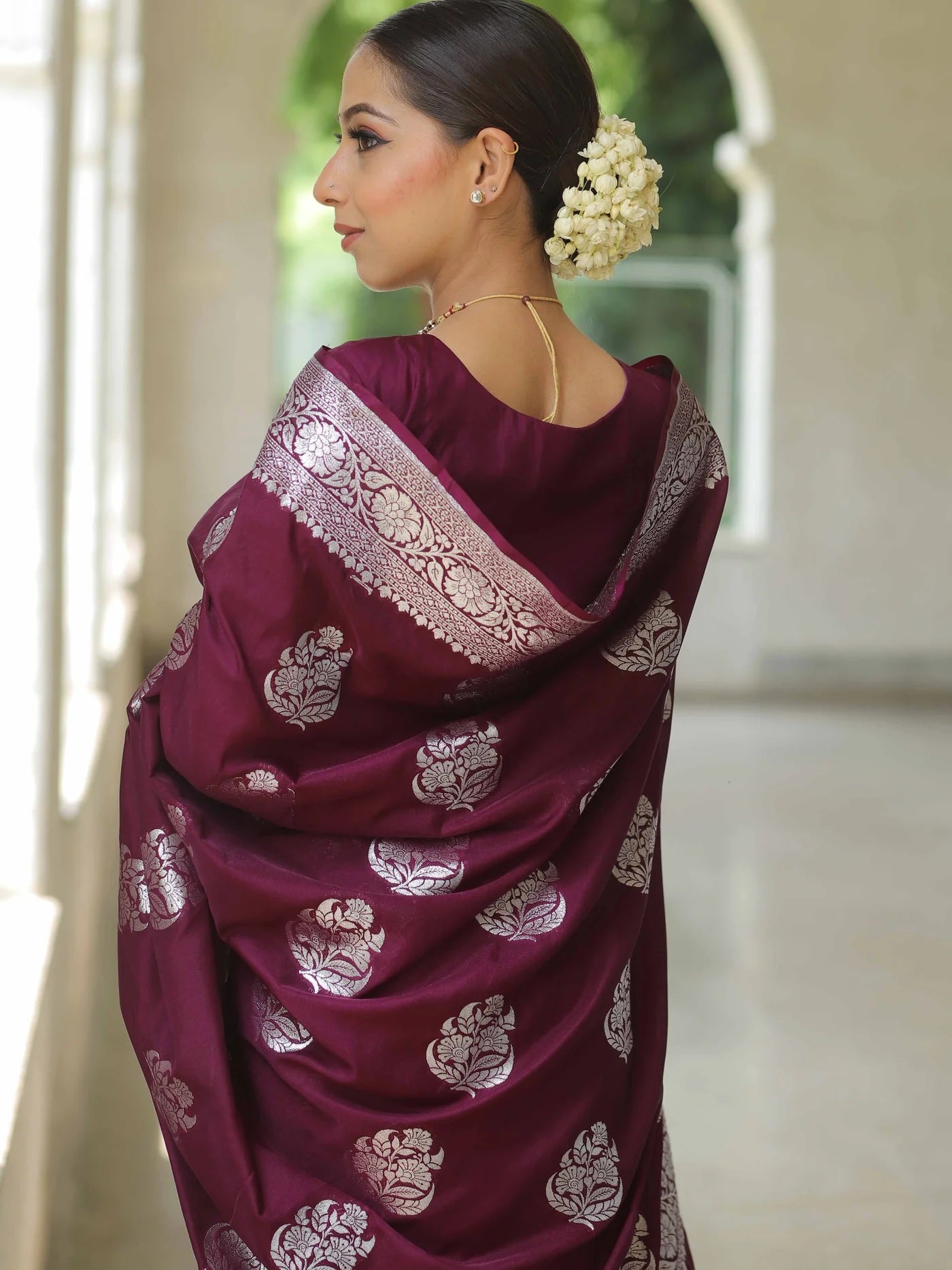 Wine Kanjivaram Pure Soft Semi Silk Saree With Unstiched Attractive Blouse Piece