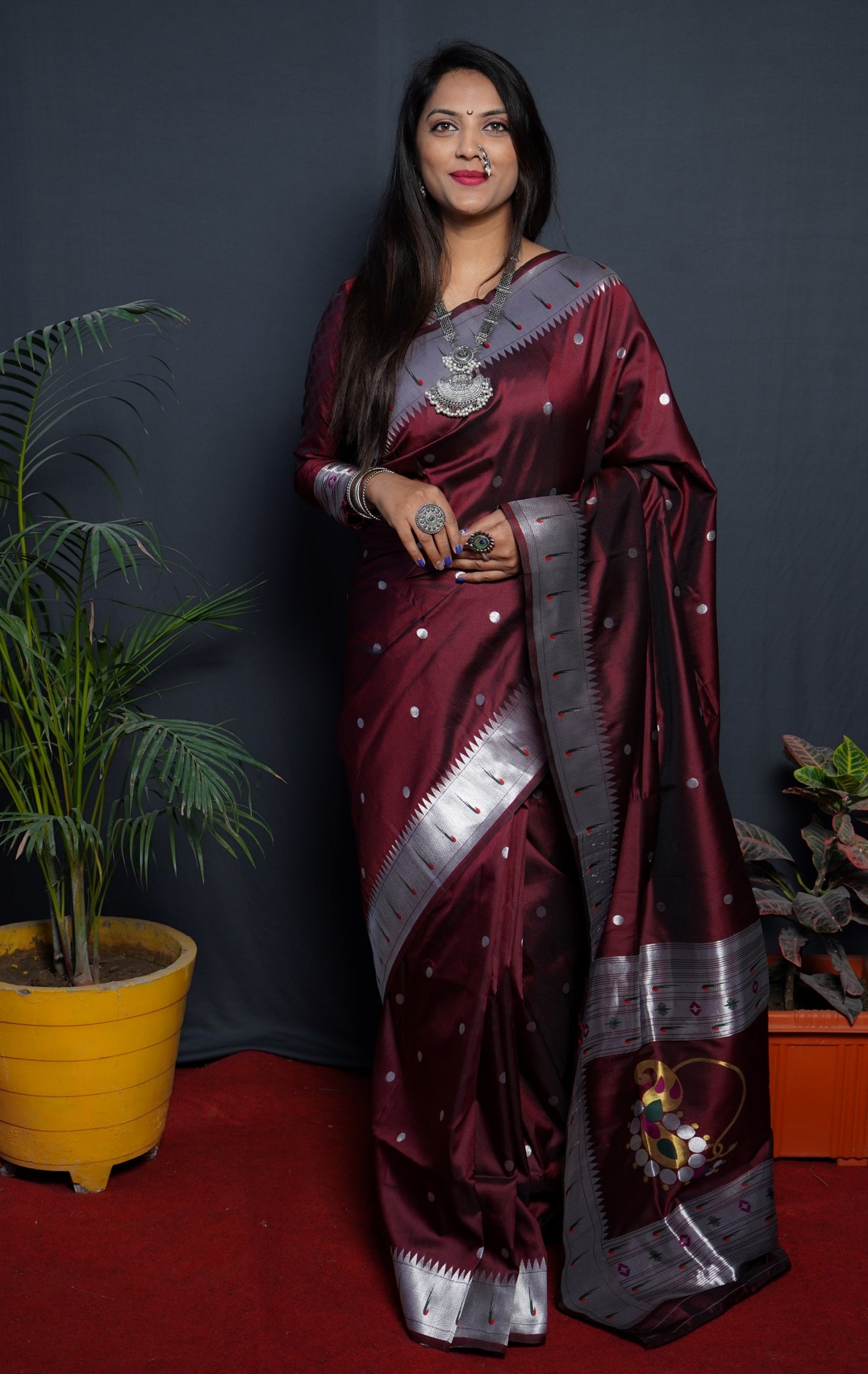 Maroon Kanjivaram Pure Soft Semi Silk Saree With Unstiched Attractive Blouse Piece