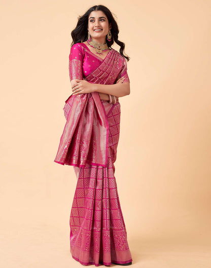 Pink Pure Soft Silk Saree With Engrossing Blouse Piece